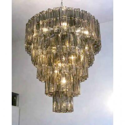  Venini Venini Style Murano Chandelier Contemporary Square Tubes in Dark Fume