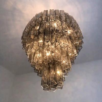  Venini Venini Style Murano Chandelier Contemporary Square Tubes in Dark Fume