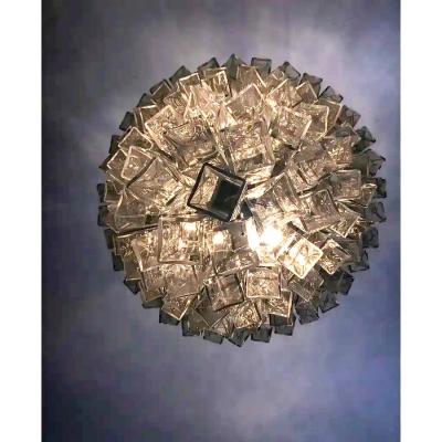  Venini Venini Style Murano Glass Chandelier Contemporary Square Tubes in Dark Fume