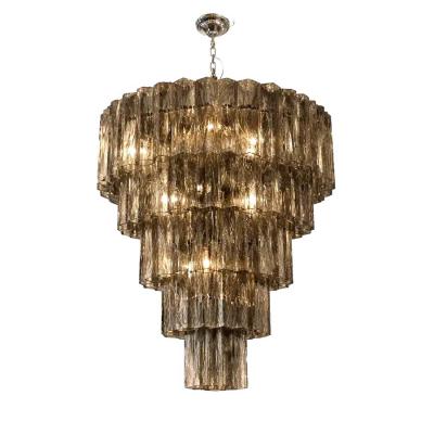  Venini Venini Style Murano Glass Chandelier Contemporary Square Tubes in Dark Fume