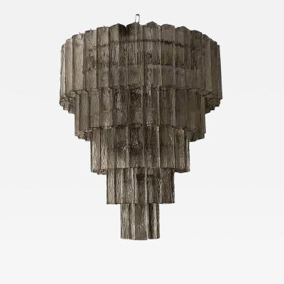  Venini Venini Style Murano Glass Chandelier Contemporary Square Tubes in Dark Fume