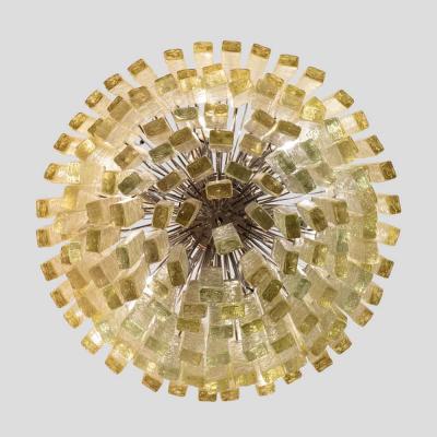  Venini Venini olive green Martellate Murano glass rod ceiling light