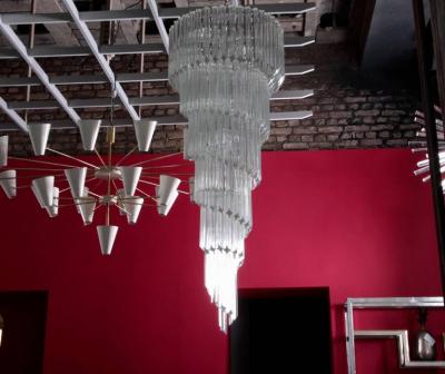  Venini Very Huge Murano Glass Spiral Chandelier in the Manner of Venini