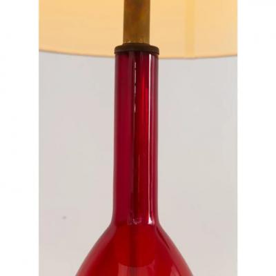  Venini Vintage Venini Green and Red Murano Glass Table Lamp