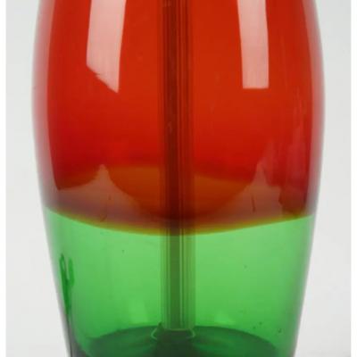  Venini Vintage Venini Green and Red Murano Glass Table Lamp
