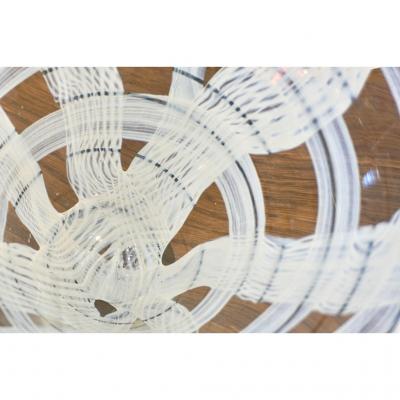  Venini Vintage Venini Pair of Crystal Murano Glass Vases with Black and White Murrine