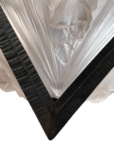  Verdun FRENCH ART DECO FULL BLOOM ROSES CAST GLASS SLIP SHADE WROUGHT IRON CHANDELIER