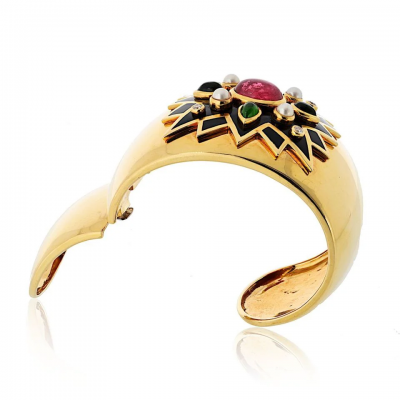  Verdura Verdura 18K Yellow Gold Maltese Cross Sunburst Bracelet