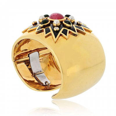  Verdura Verdura 18K Yellow Gold Maltese Cross Sunburst Bracelet