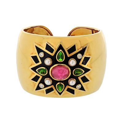  Verdura Verdura 18K Yellow Gold Maltese Cross Sunburst Bracelet