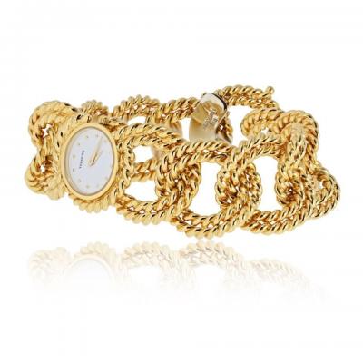  Verdura Verdura 18K Yellow Gold Twisted Rope Link Round Dial Watch
