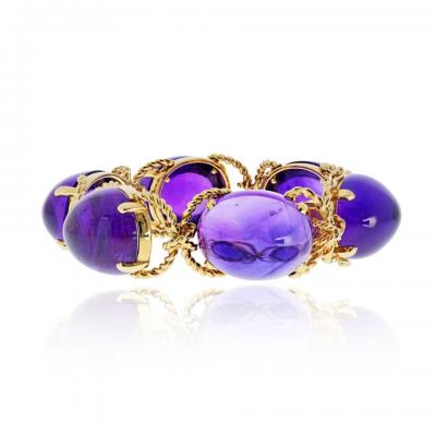  Verdura Verdura Pebble 18K Yellow Gold Amethyst One Line Bracelet