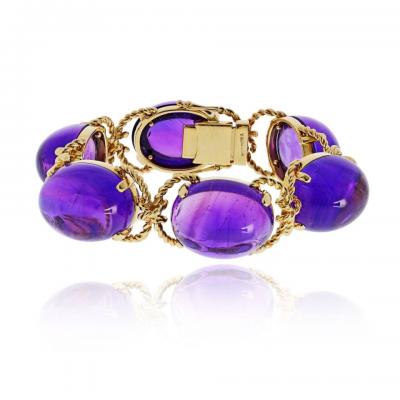  Verdura Verdura Pebble 18K Yellow Gold Amethyst One Line Bracelet