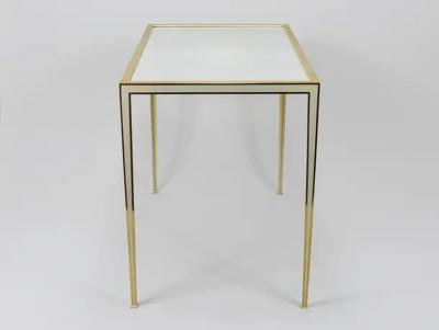 Vereinigte Werkst tten F r Kunst Im Handwerk A Pair of Vereinigte Werkst tten Brass White Mirror Tables Germany 1970s
