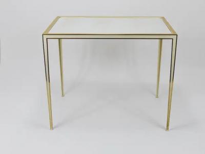 Vereinigte Werkst tten F r Kunst Im Handwerk A Pair of Vereinigte Werkst tten Brass White Mirror Tables Germany 1970s