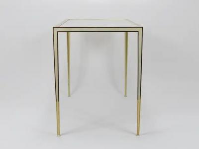 Vereinigte Werkst tten F r Kunst Im Handwerk A Pair of Vereinigte Werkst tten Brass White Mirror Tables Germany 1970s