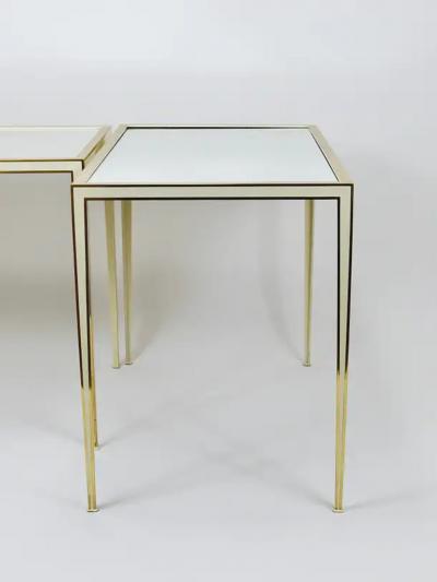 Vereinigte Werkst tten F r Kunst Im Handwerk A Pair of Vereinigte Werkst tten Brass White Mirror Tables Germany 1970s