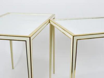 Vereinigte Werkst tten F r Kunst Im Handwerk A Pair of Vereinigte Werkst tten Brass White Mirror Tables Germany 1970s