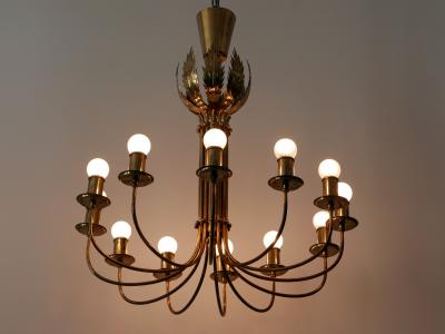  Vereinigte Werkst tten M nchen Rare 12 Armed Brass Chandeliers or Pendant Lamps by Vereinigte Werkst tten 1950s