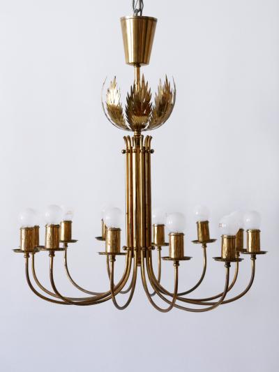 Vereinigte Werkst tten M nchen Rare 12 Armed Brass Chandeliers or Pendant Lamps by Vereinigte Werkst tten 1950s
