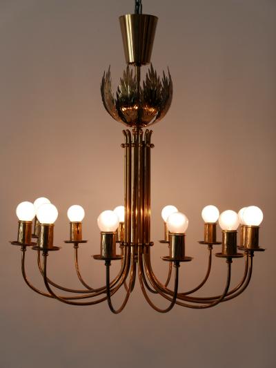  Vereinigte Werkst tten M nchen Rare 12 Armed Brass Chandeliers or Pendant Lamps by Vereinigte Werkst tten 1950s