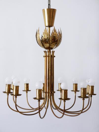  Vereinigte Werkst tten M nchen Rare 12 Armed Brass Chandeliers or Pendant Lamps by Vereinigte Werkst tten 1950s