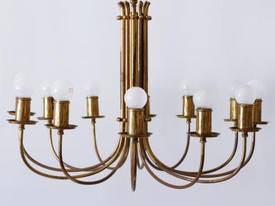  Vereinigte Werkst tten M nchen Rare 12 Armed Brass Chandeliers or Pendant Lamps by Vereinigte Werkst tten 1950s