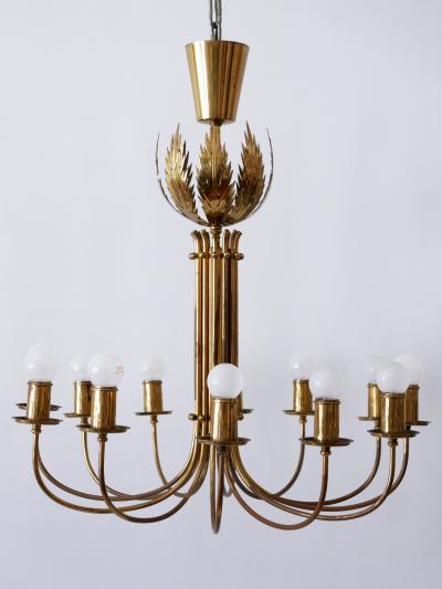  Vereinigte Werkst tten M nchen Rare 12 Armed Brass Chandeliers or Pendant Lamps by Vereinigte Werkst tten 1950s