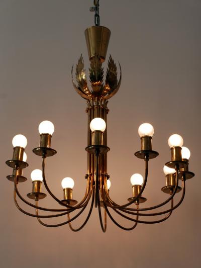  Vereinigte Werkst tten M nchen Rare 12 Armed Brass Chandeliers or Pendant Lamps by Vereinigte Werkst tten 1950s