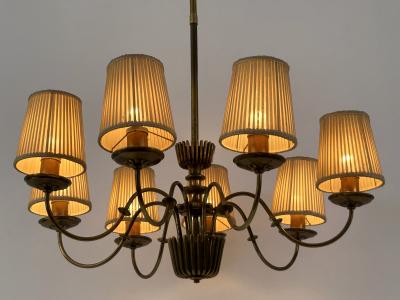  Vereinigte Werkst tten M nchen Rare Mid Century Eight Armed Chandelier by Vereinigte Werkst tten Germany 1950s