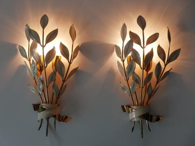  Vereinigte Werkst tten M nchen Set of Two Rare Laurel Bouquet Sconces by Vereinigte Werkst tten M nchen 1950