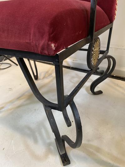  Versace GREAT PAIR OF VERSACE BLACK STEEL AND BRASS ARMCHAIRS