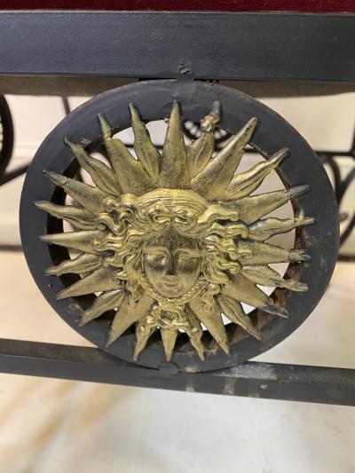  Versace GREAT PAIR OF VERSACE BLACK STEEL AND BRASS ARMCHAIRS