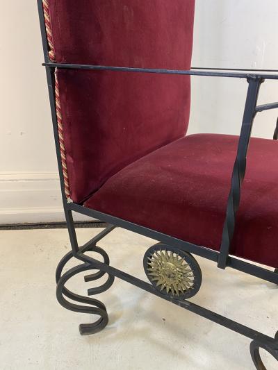  Versace GREAT PAIR OF VERSACE BLACK STEEL AND BRASS ARMCHAIRS