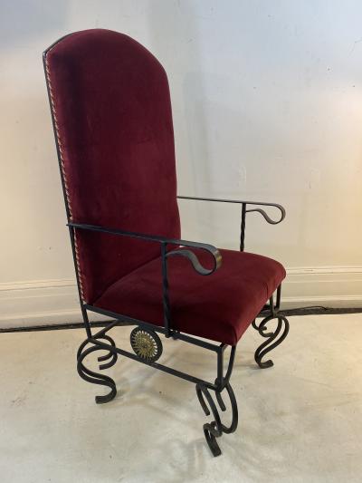  Versace GREAT PAIR OF VERSACE BLACK STEEL AND BRASS ARMCHAIRS