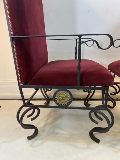  Versace GREAT PAIR OF VERSACE BLACK STEEL AND BRASS ARMCHAIRS