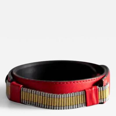  Versace Gianni Versace S r l Gianni Versace Red Leather Womens Belt with Metal Details