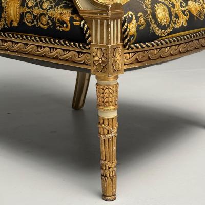  Versace Louis XVI French Arm Chair Versace Fabric Giltwood France 1960s