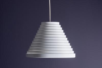  Vest Leuchten Pair of White Conical Pendant Lamps by Wilhelm Vest