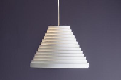  Vest Leuchten Pair of White Conical Pendant Lamps by Wilhelm Vest