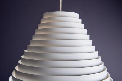  Vest Leuchten Pair of White Conical Pendant Lamps by Wilhelm Vest