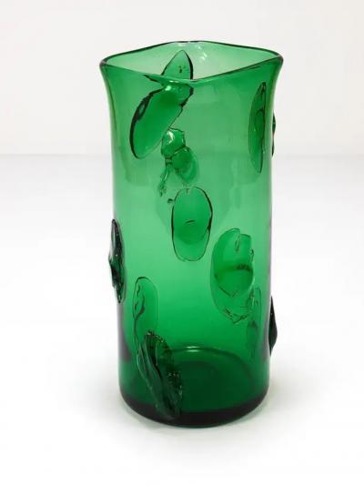  Vetrerie di Empoli Huge Vetro Verde di Empoli Green Glass Vase Italy 1960s