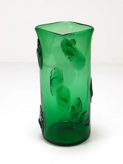  Vetrerie di Empoli Huge Vetro Verde di Empoli Green Glass Vase Italy 1960s