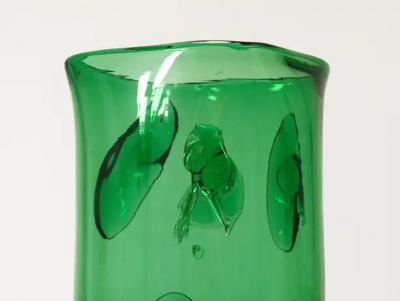  Vetrerie di Empoli Huge Vetro Verde di Empoli Green Glass Vase Italy 1960s