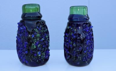  Vetri Murano 1940s Murano Glass Brutalist Style Vases