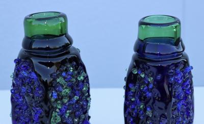  Vetri Murano 1940s Murano Glass Brutalist Style Vases