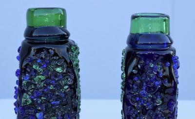  Vetri Murano 1940s Murano Glass Brutalist Style Vases