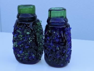  Vetri Murano 1940s Murano Glass Brutalist Style Vases