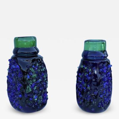  Vetri Murano 1940s Murano Glass Brutalist Style Vases