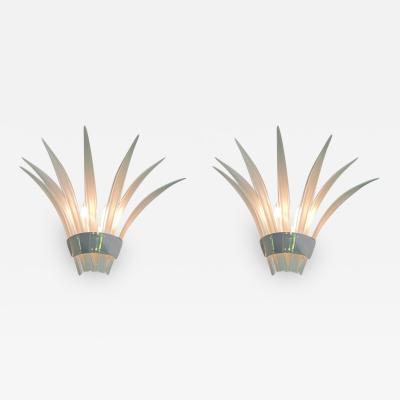  Vetri Murano MURANO GLASS PALM FROND SCONCES WITH POLISHED BRASS FRAME